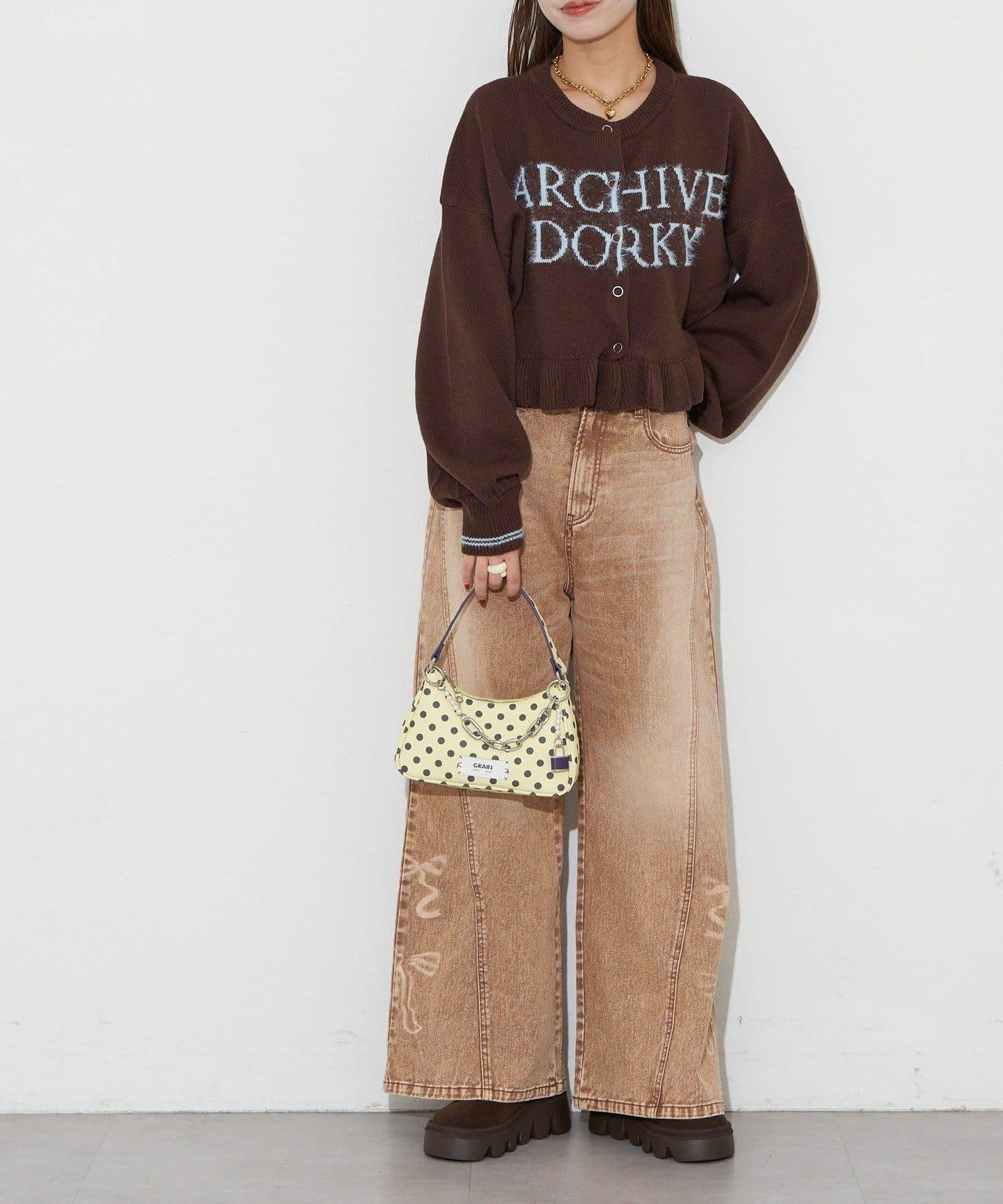 【GRAIN/グレイン】帶吊墜波點兩用手提包