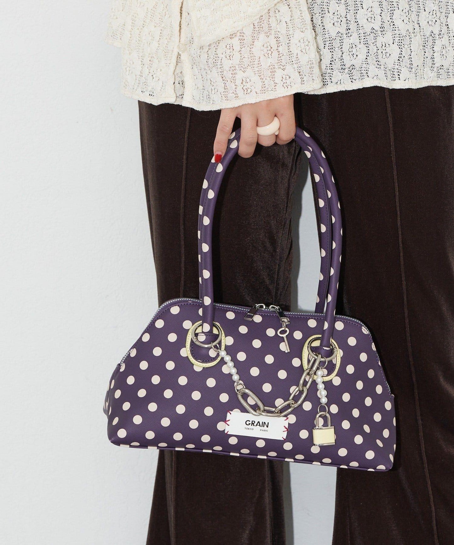 【GRAIN/グレイン】帶吊墜波點托特包