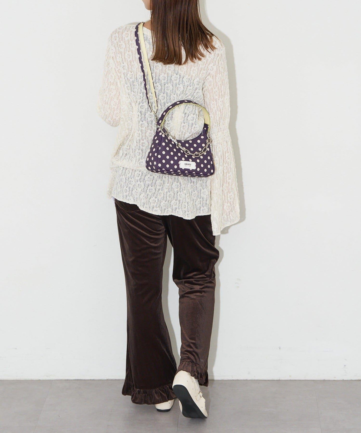 【GRAIN/グレイン】帶吊墜波點兩用手提包