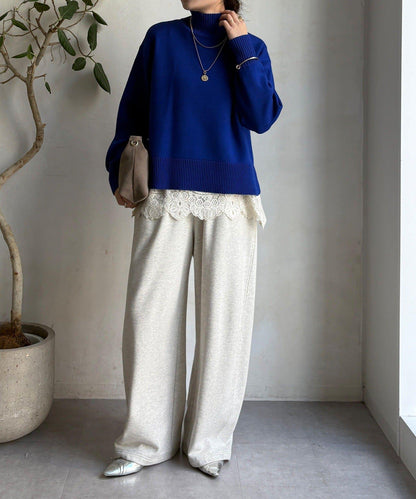 側開叉高領針織衫