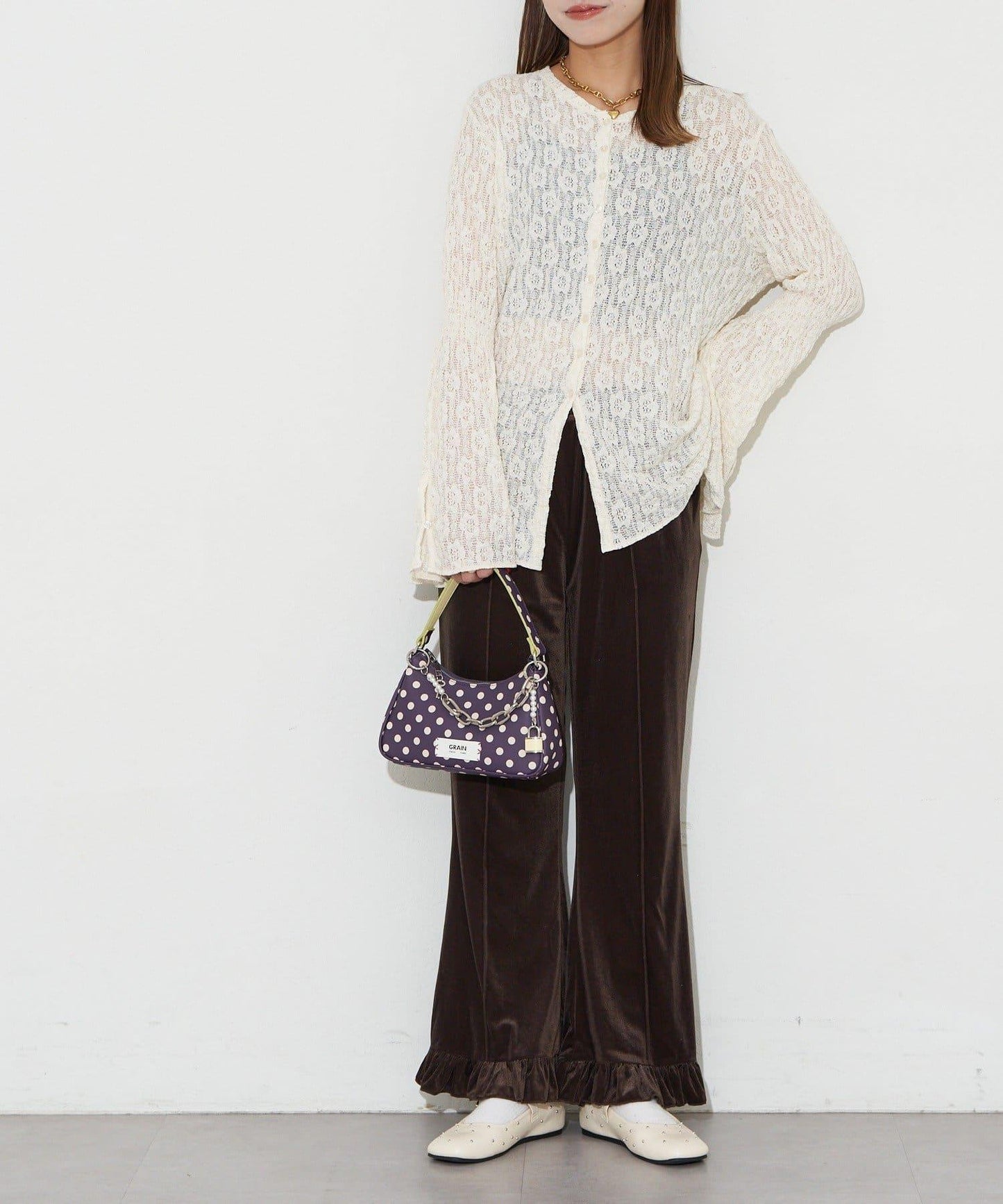 【GRAIN/グレイン】帶吊墜波點兩用手提包