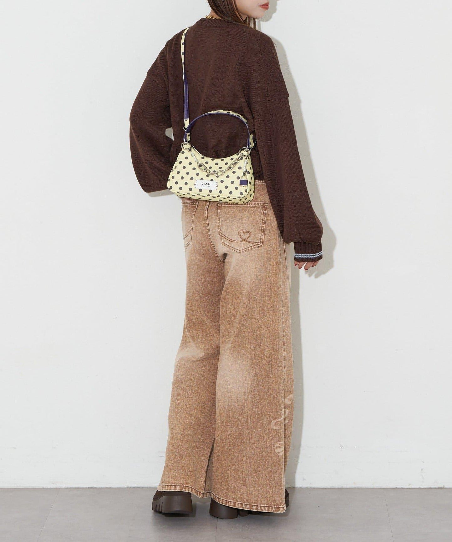 【GRAIN/グレイン】帶吊墜波點兩用手提包