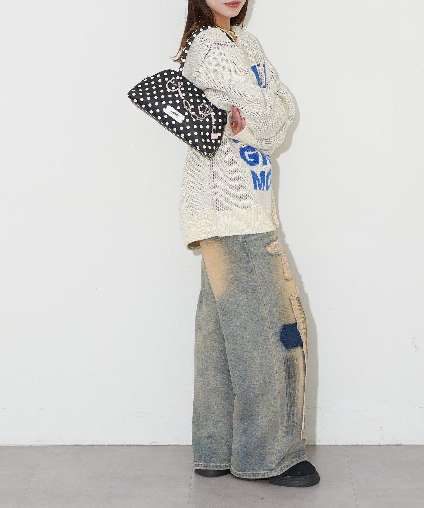 【GRAIN/グレイン】帶吊墜波點托特包