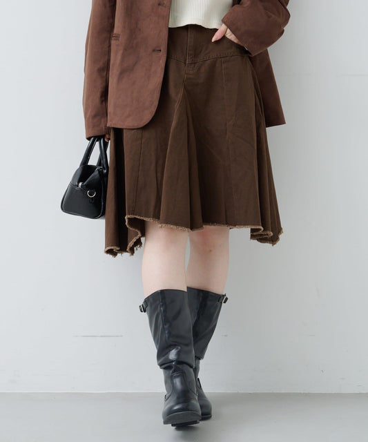 破洞不對稱中長裙