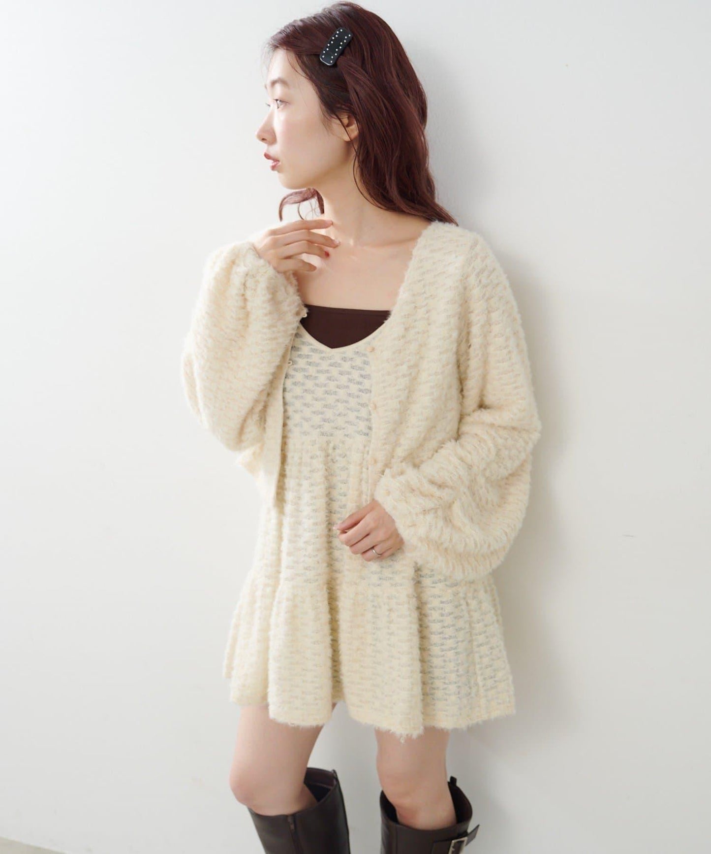 仿皮草長款上衣