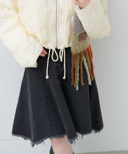 破洞不對稱中長裙