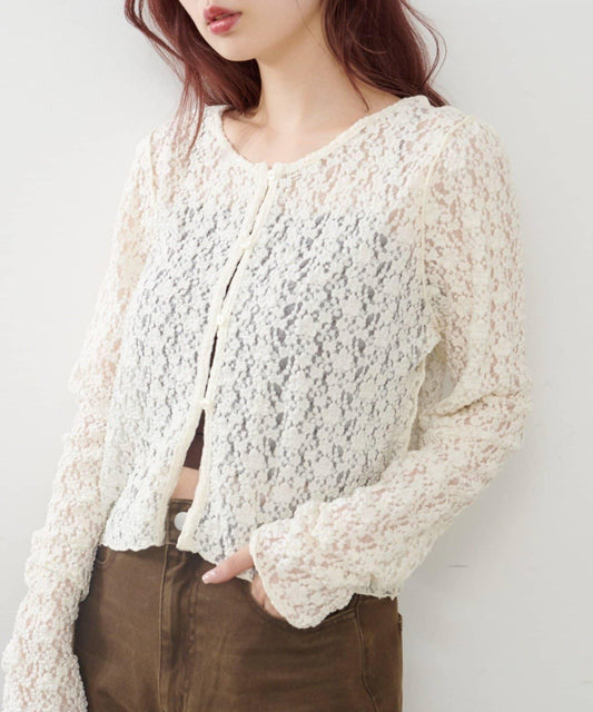 蕾絲兩穿開衫