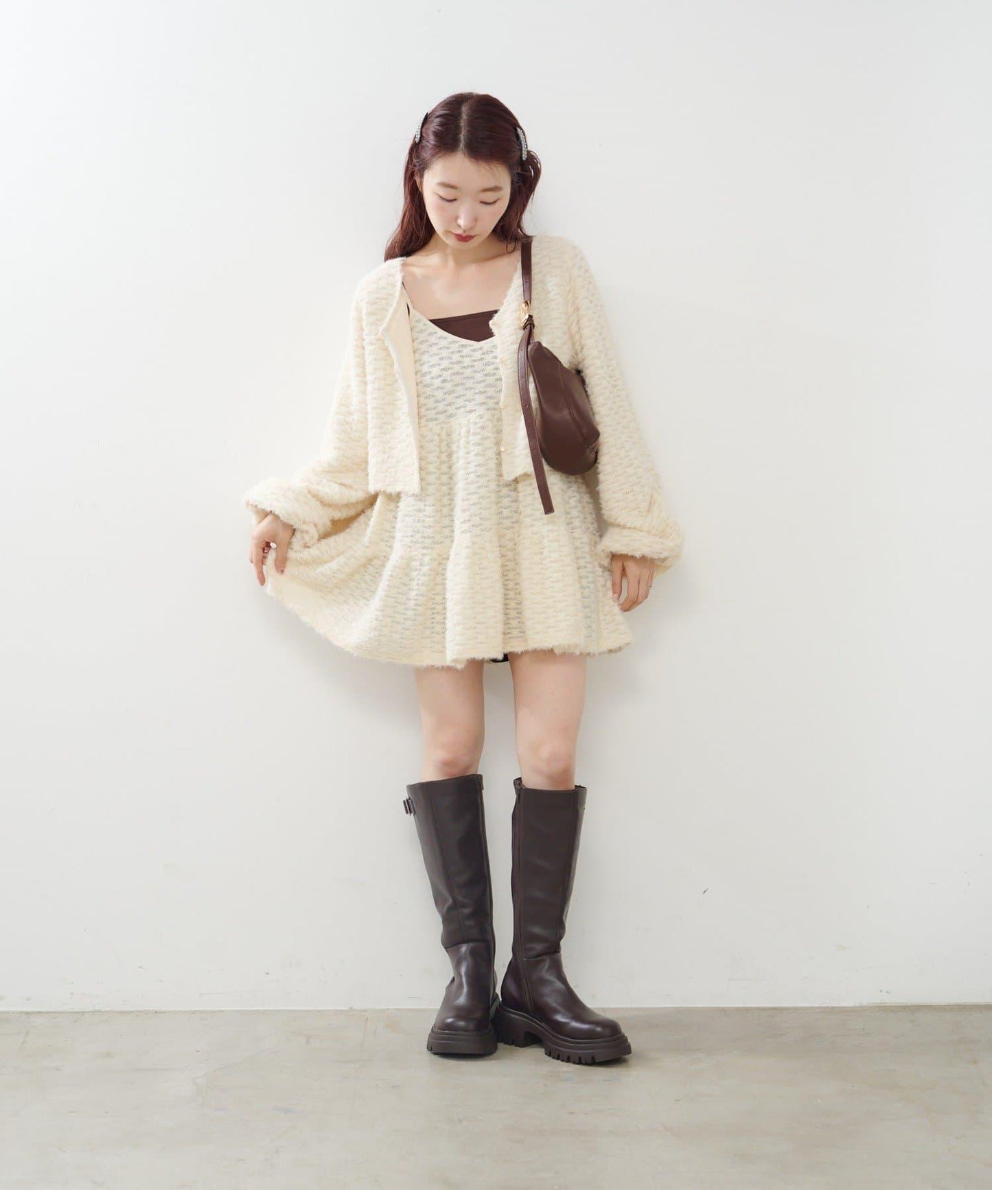 仿皮草長款上衣