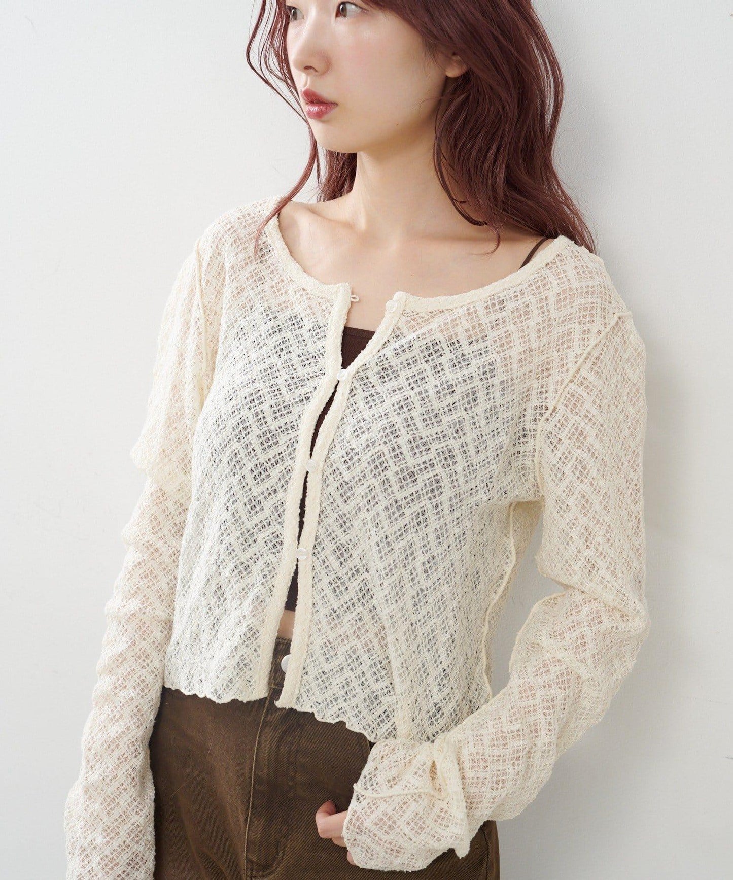 蕾絲兩穿開衫