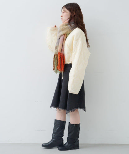 破洞不對稱中長裙