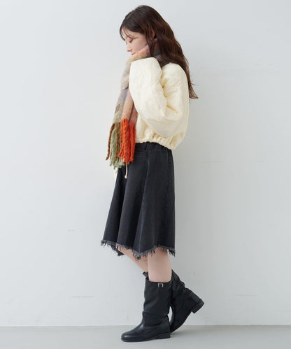 破洞不對稱中長裙