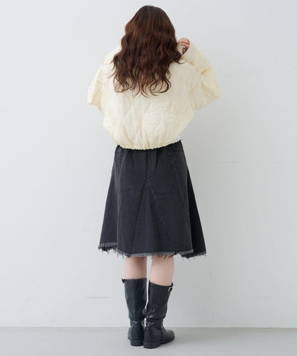 破洞不對稱中長裙