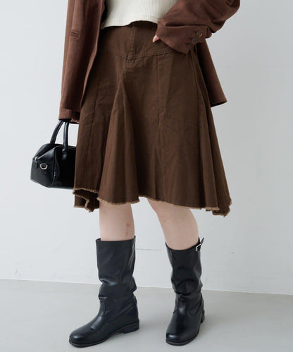 破洞不對稱中長裙