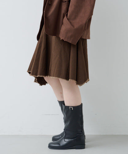 破洞不對稱中長裙