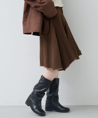 破洞不對稱中長裙