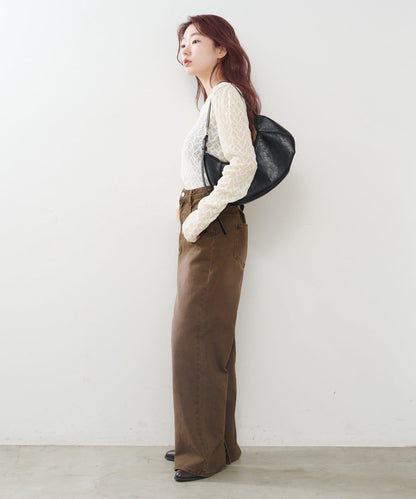 【2尺碼可選/適合身材嬌小】直筒後腰帶長褲