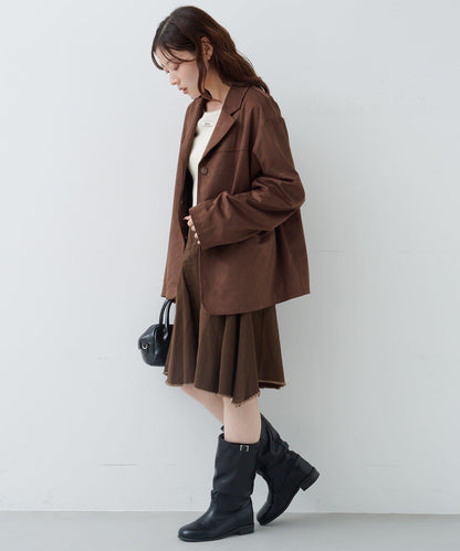 破洞不對稱中長裙