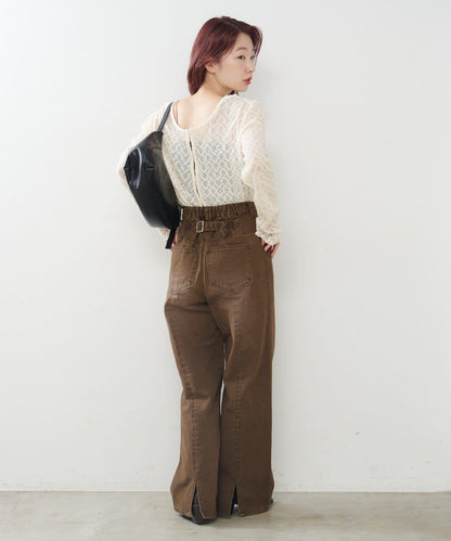 【2尺碼可選/適合身材嬌小】直筒後腰帶長褲