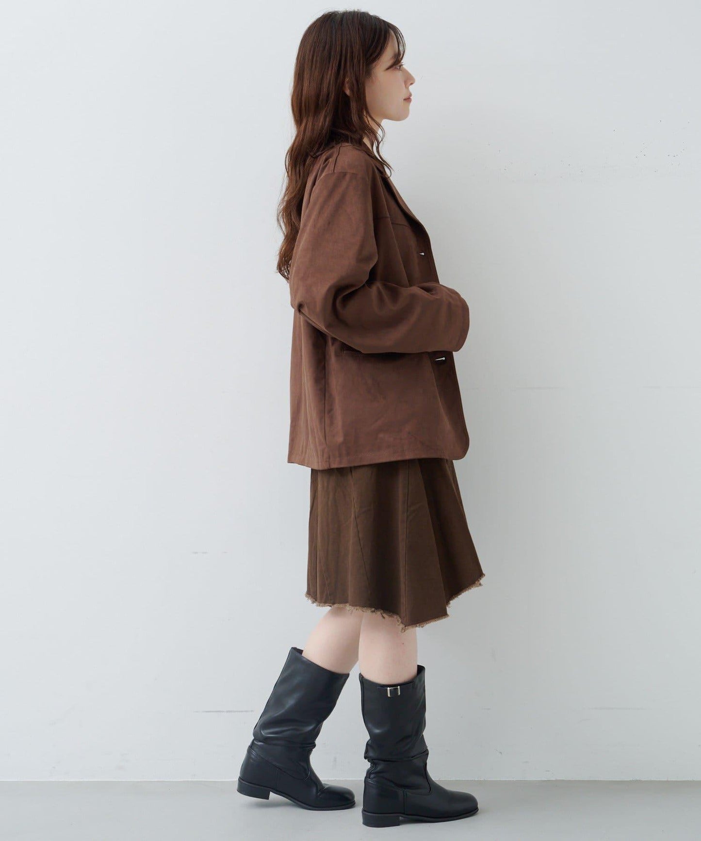 破洞不對稱中長裙