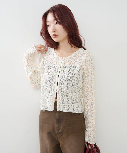 蕾絲兩穿開衫