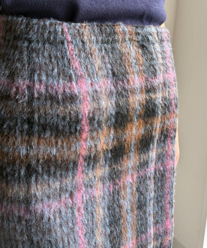 毛絨格紋迷你裙