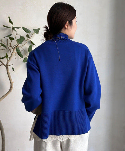 側開叉高領針織衫