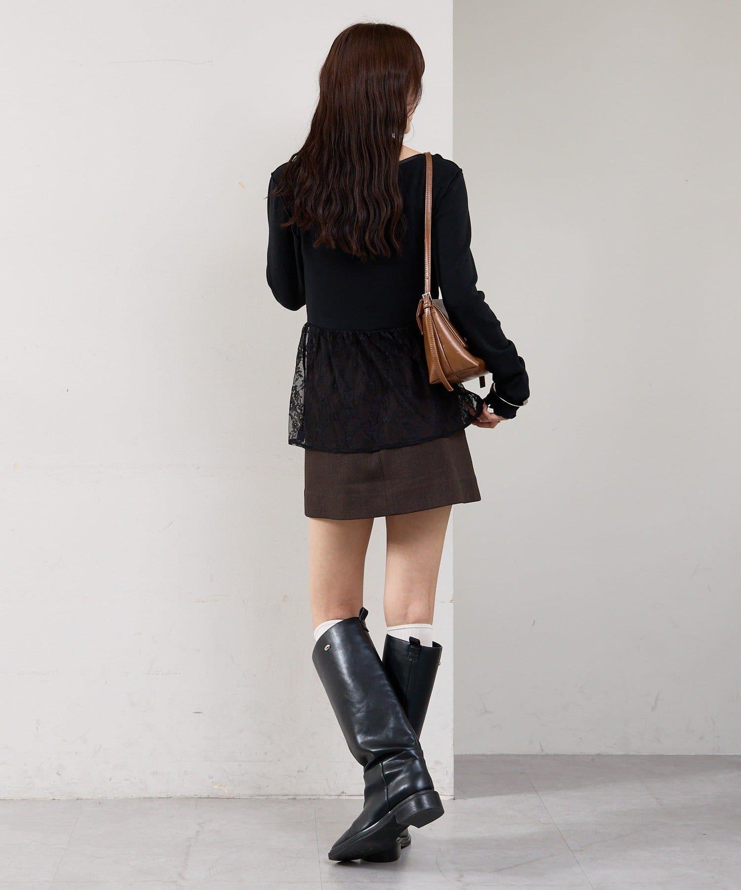 蕾絲拼接長袖T恤