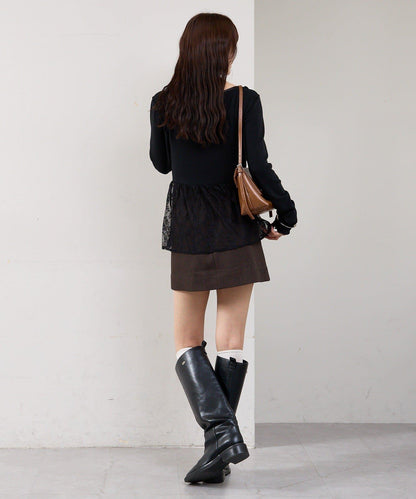 蕾絲拼接長袖T恤