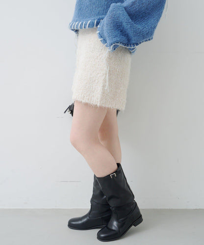 亮絲毛絨針織短褲