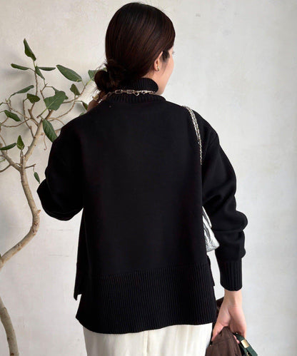 側開叉高領針織衫