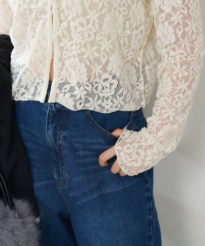 蕾絲兩穿開衫
