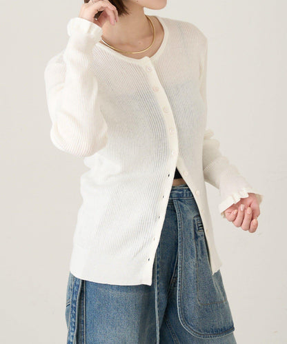 2WAY荷葉邊羅紋針織開衫