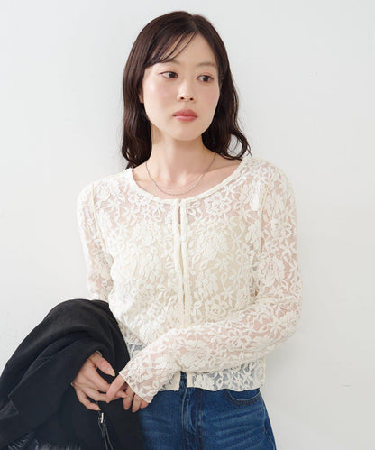 蕾絲兩穿開衫
