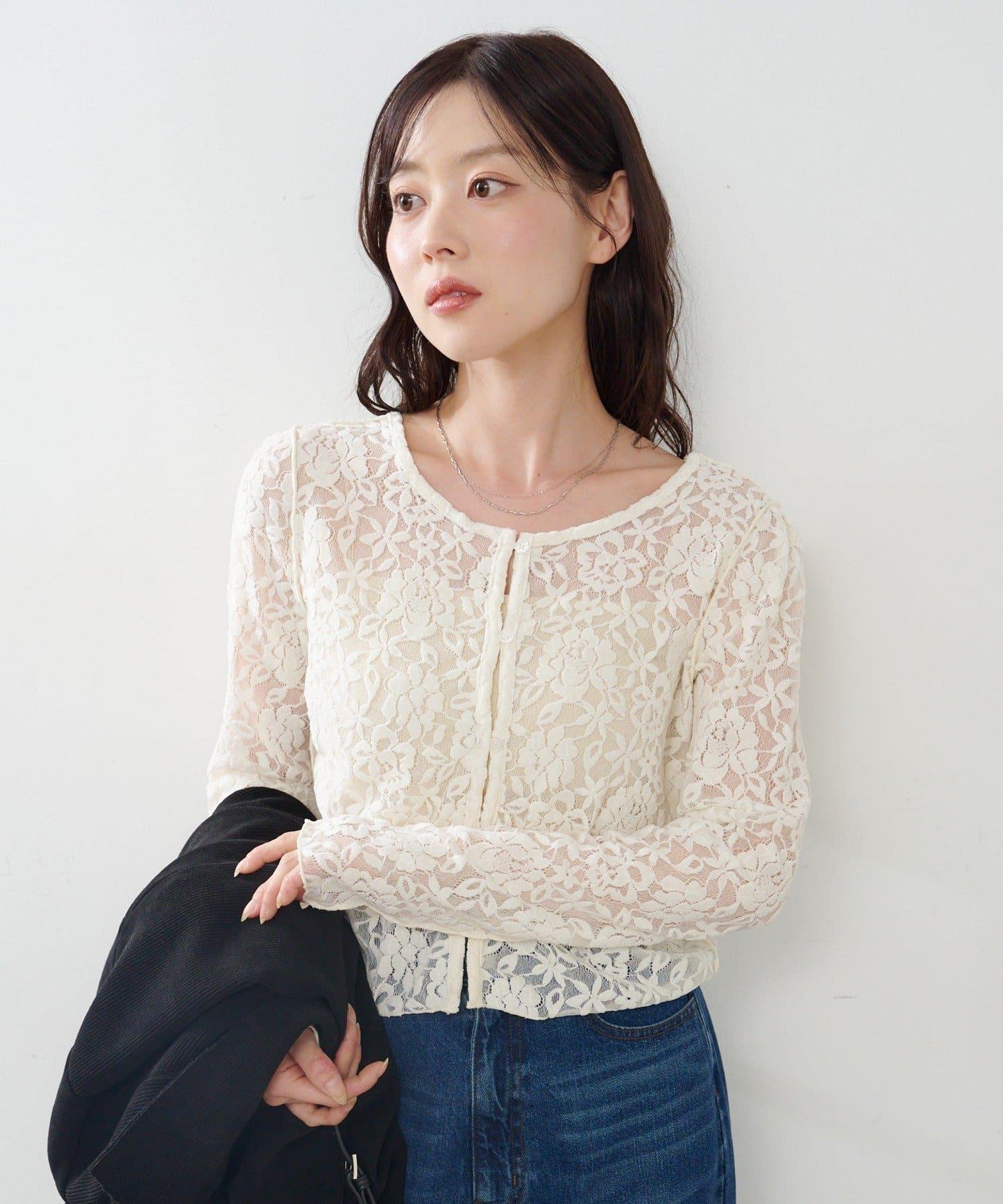 蕾絲兩穿開衫