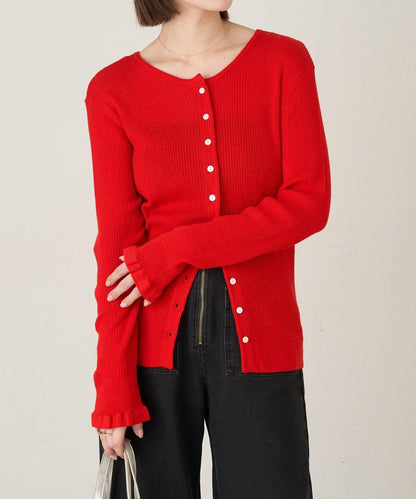 2WAY荷葉邊羅紋針織開衫