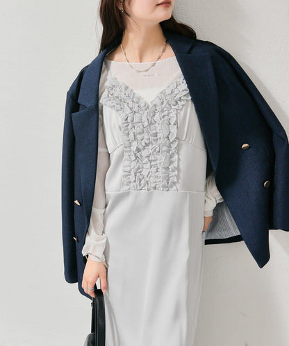 荷葉邊設計吊帶連衣裙