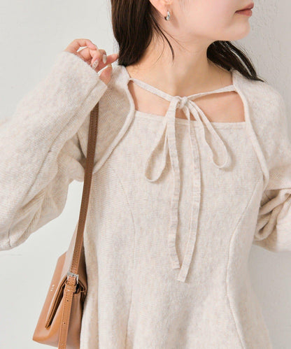 方領荷葉邊針織衫