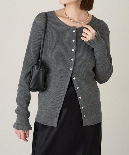 2WAY荷葉邊羅紋針織開衫