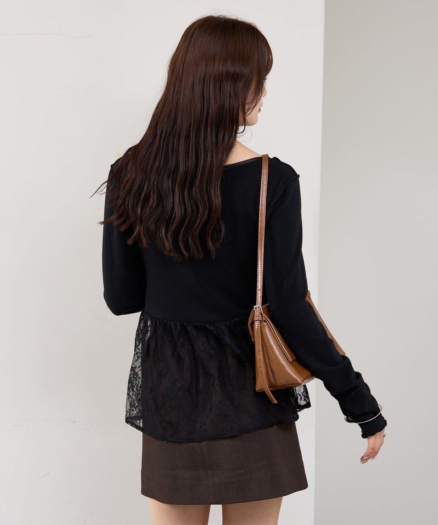 蕾絲拼接長袖T恤