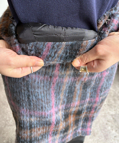 毛絨格紋迷你裙