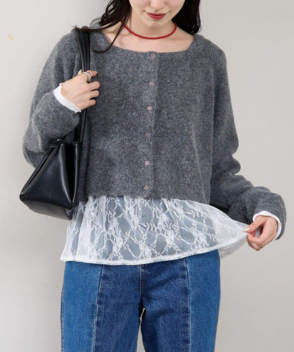蕾絲拼接長袖T恤