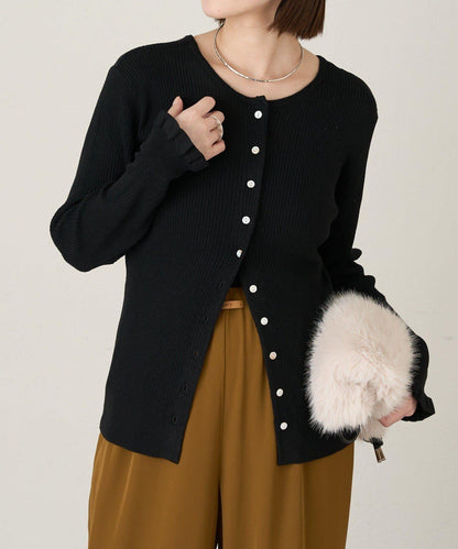 2WAY荷葉邊羅紋針織開衫