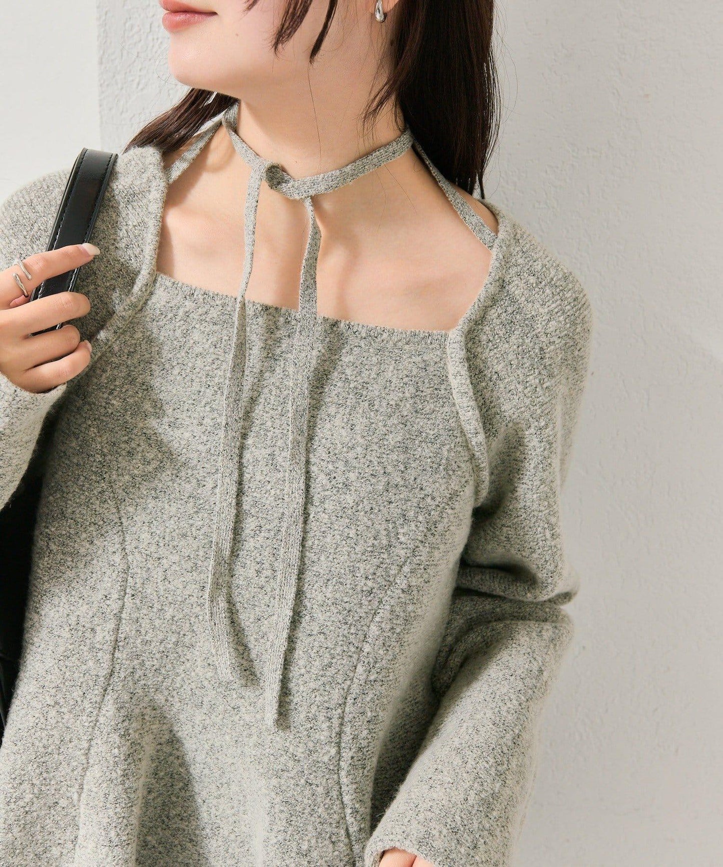 方領荷葉邊針織衫