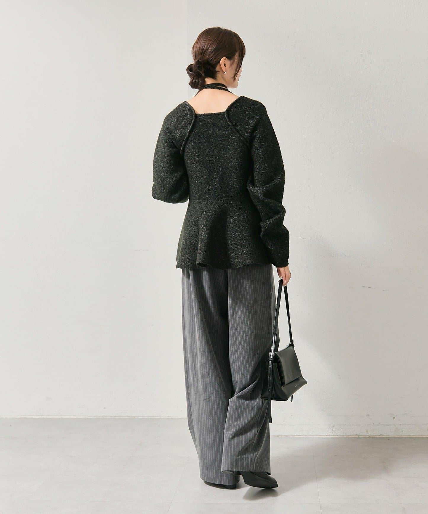 方領荷葉邊針織衫