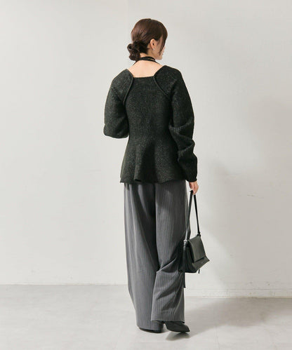 方領荷葉邊針織衫