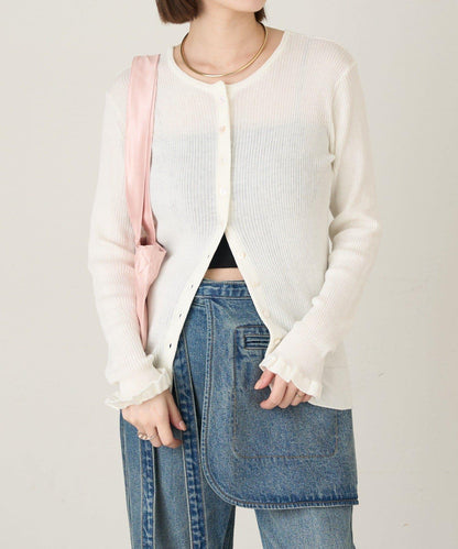 2WAY荷葉邊羅紋針織開衫