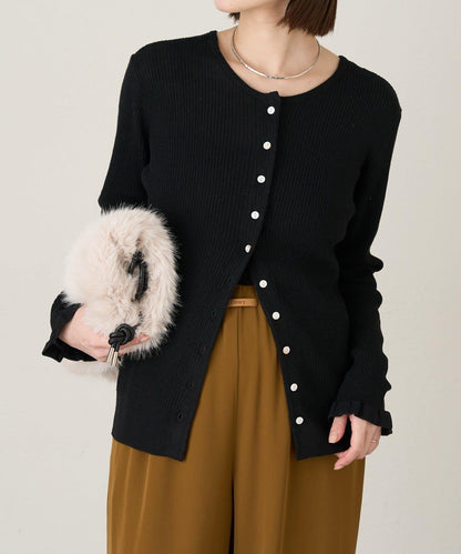 2WAY荷葉邊羅紋針織開衫