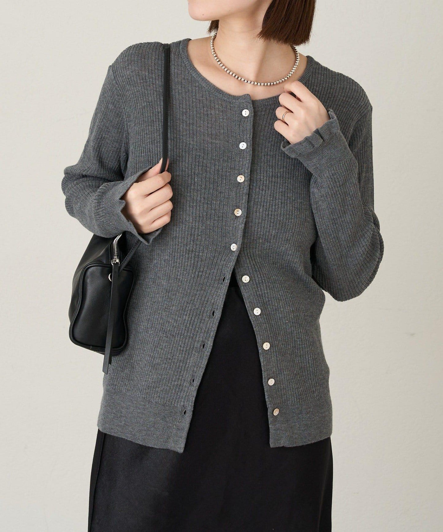 2WAY荷葉邊羅紋針織開衫