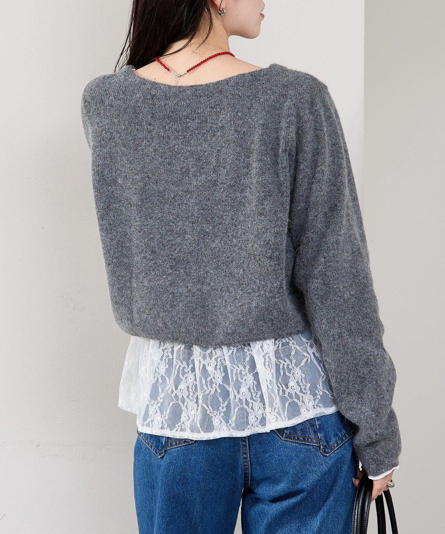 蕾絲拼接長袖T恤