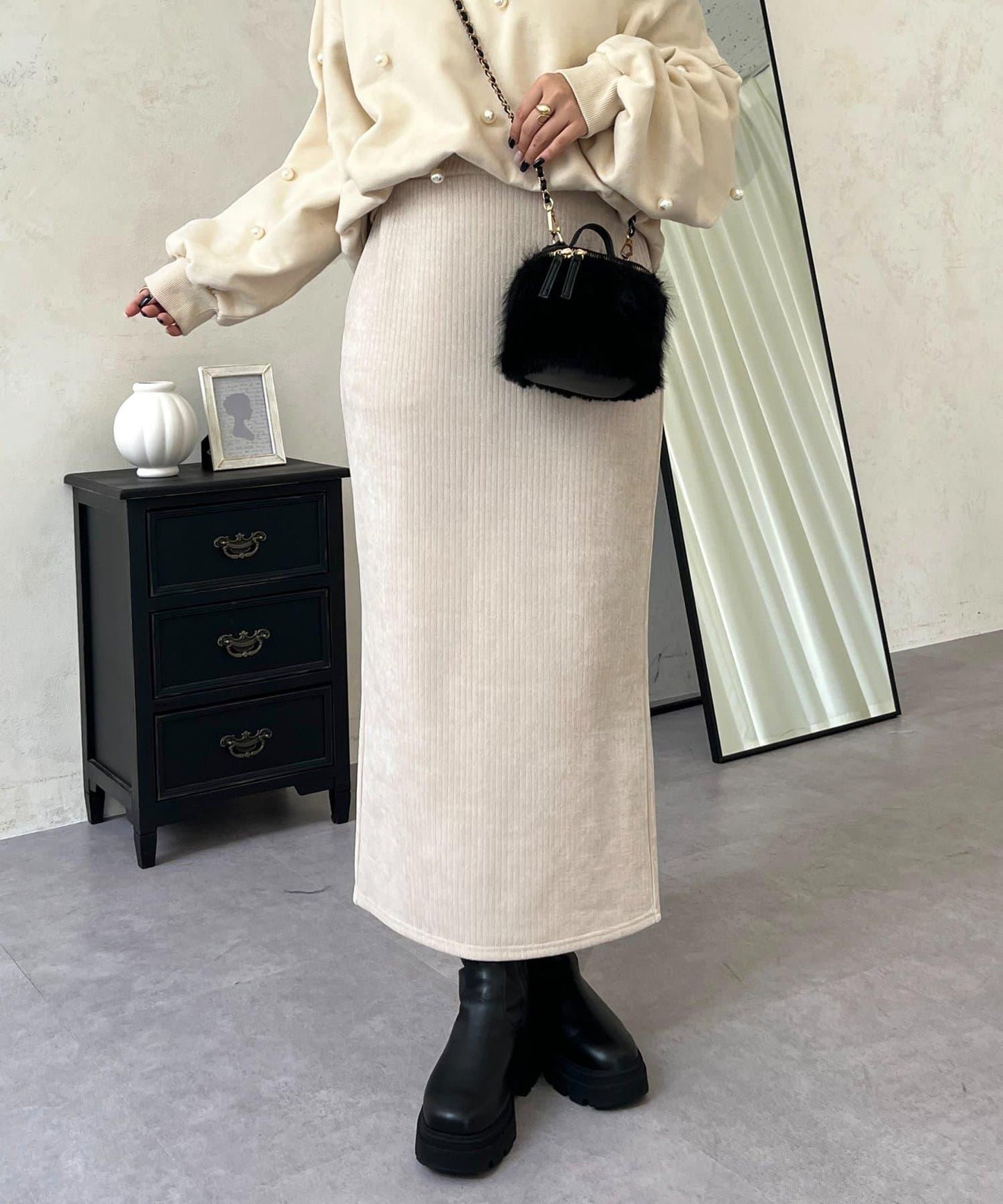 亮片燈芯絨長裙